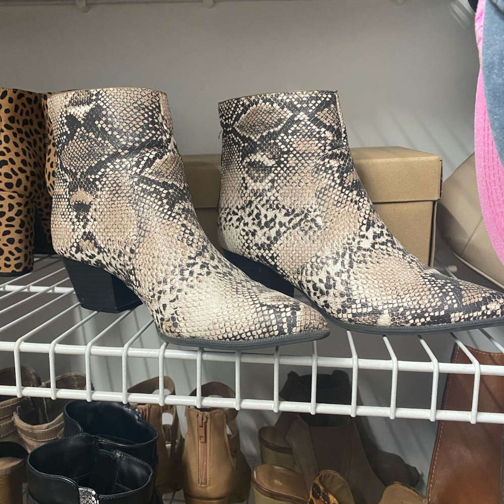 Snakeskin booties